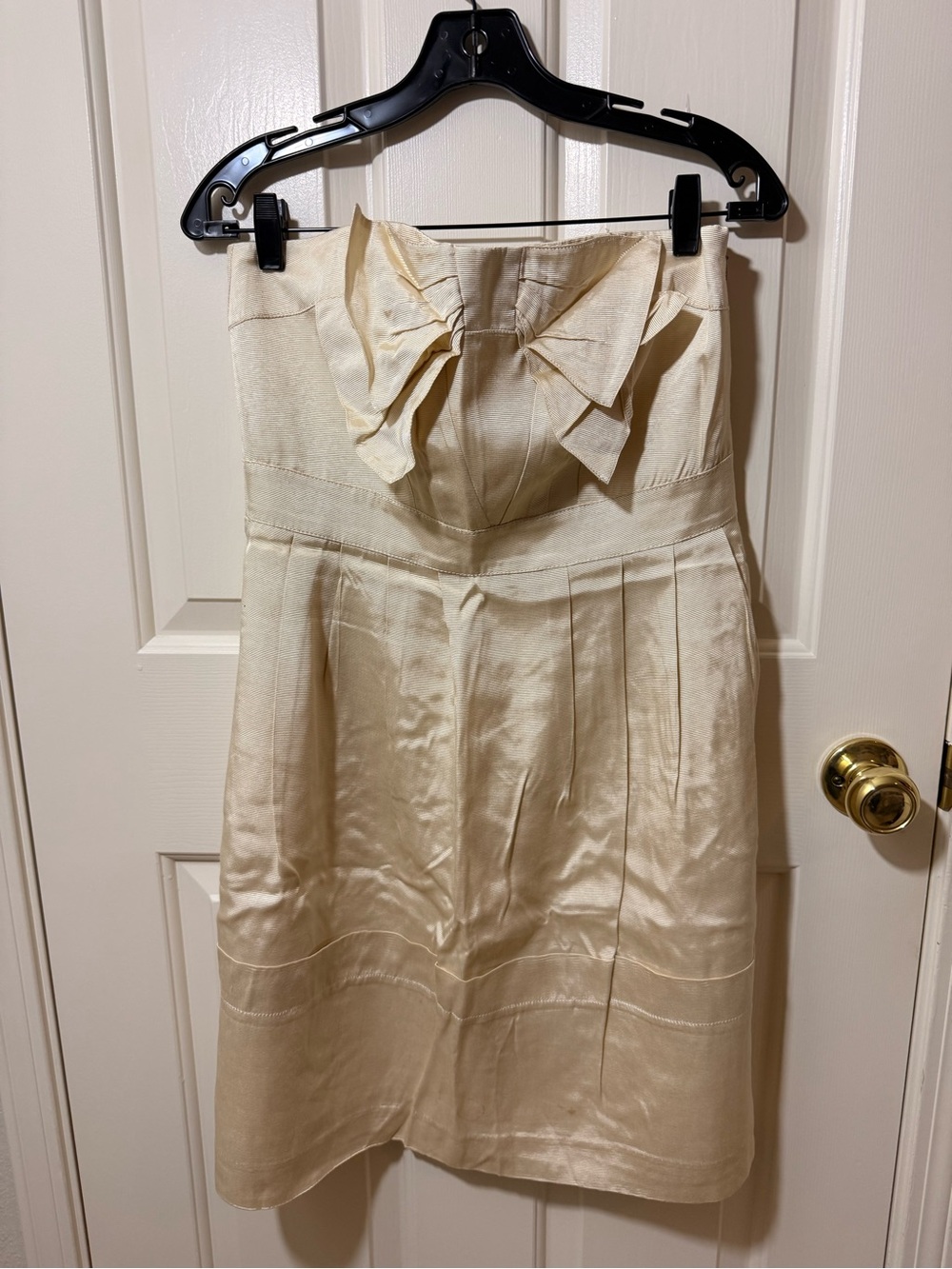 Anthropologie Strapless Ivory Bow-Front Dress